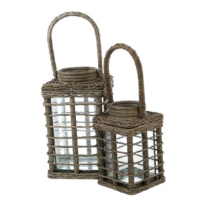 Set Of  Candle Holder Slimit Rattan