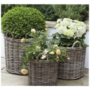 Set Of  Round Basket With  Flower