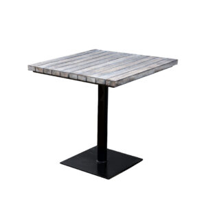 Square Pedestal Table Rustic  White wash  Metal Leg