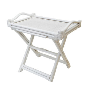 Folding Rack With Serving Tray  Rattan Pole Frame
