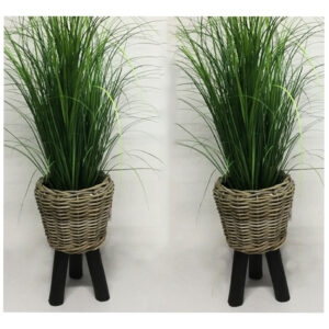 Round Pot Basket With Wooden  Legs