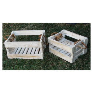 Set Of  Teak WoodcWine Holder White wash