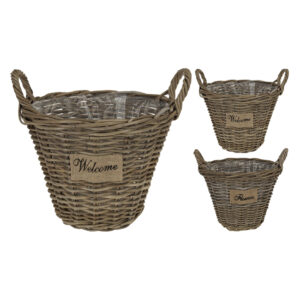Set Of  Petato Pot Basket With  Jute & Text
