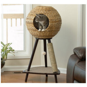 Waterhyacinth Cat House Wooden  Leg