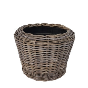 Round Pot Basket Kubu Grey With  Plastic