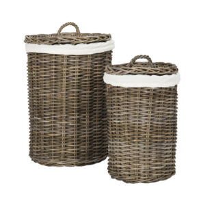 Set Of 2 Laundry Basket Kubu Grey With Lining