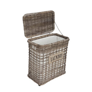 Rect Laundry Basket Open Weave With Wheel