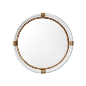 Round Mirror Rattan Pole Frame