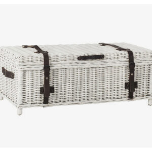 White Trunk Table with Leather