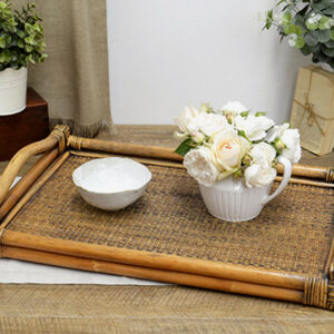 Rect Serving Tray Rattan Pole