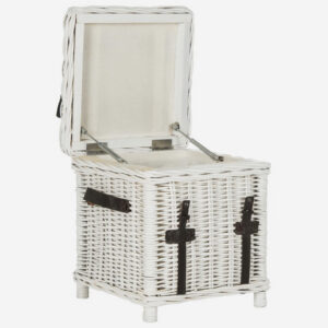 White Trunk Side Table with Leather