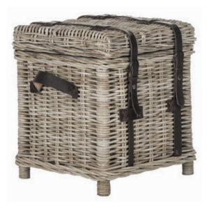 Trunk Side Table Kubu Grey with Leather