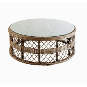 Round Coffee Table Kubu Grey Open Weave