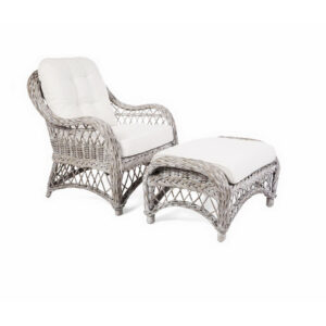 Olympia Chair & Foot Stool White Wash