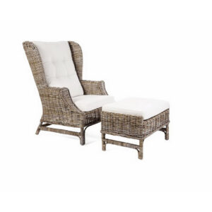 King Chair & Foot Stool Half Kubu Grey