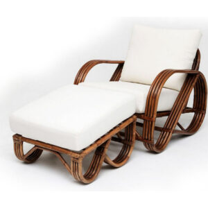 Pretzel armchair with foot stool