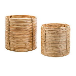 Set Of 2 Round Stroage Basket Twist Weaving Model