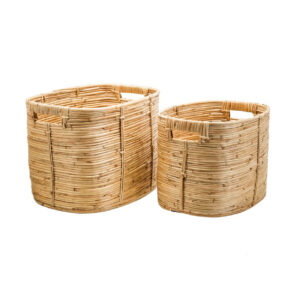 Set Of 2 Oval Storage Baske Twist Weaving Model